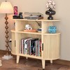 MOEPISY Large Round Record Player Stand with Charging Station & USB Ports Oak - 2 of 4