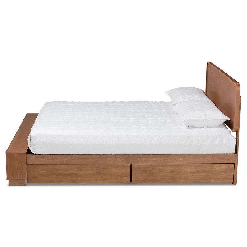 4 Drawer Vita Modern Transitional Wood Platform Storage Bed Walnut/Brown - Baxton Studio, 4 of 13