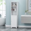 GlasFlength Bathroom Storage Cabinets Modern Freestanding Linen Tower with Open and Closed Storage for Bathroom, White, 15.75"*15"*63" - 2 of 4