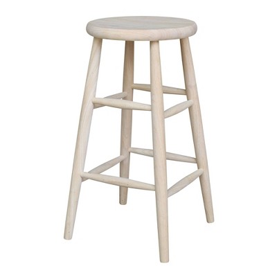 30" Scooped Seat Counter Height Barstool Unfinished - International Concepts