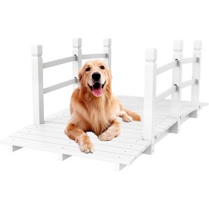 VINGLI 5 ft Garden Bridge, Wooden Arch Bridge with Safety Rails, Decorative Footbridge for Patio, Creek - 1 of 4