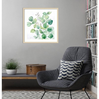 Eucalyptus Leaves I Framed Graphic Art Print in Natural Wood