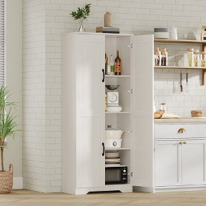 Kitchen Pantry Cabinet, Tall Storage Cabinet with Doors and Adjustable Shelves, 60" Freestanding Cupboard, Modern Tall Bathroom Cabinet - 1 of 4