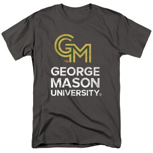 George Mason University Official Distressed Primary Logo Adult T Shirt, Athletic Heather - 1 of 4