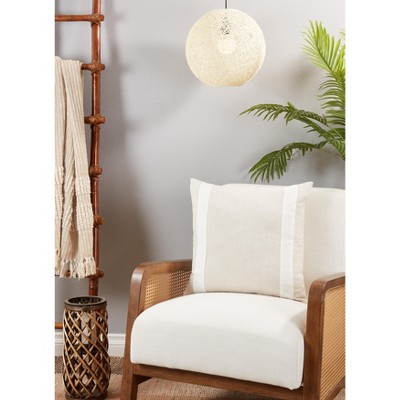 Natural Two-Tone Cotton Square Throw Pillow