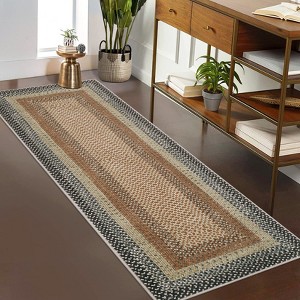Area Rug Washable Braided Print Rug, Modern Living Room Rugs, Farmhouse Low Pile Non-Slip Area Rug - 1 of 4
