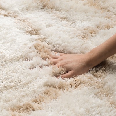 Ivory and Beige 8' x 10' Hand-Tufted Shag Area Rug