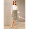 Hobemty Women's Wear to Work Elastic High Waist Pleated Bodycon Midi Skirts - 3 of 4