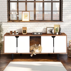ONWITH Cat Litter Box Enclosure for 2 Cats, Double Hidden Litter Box Furniture Large Cat Washroom - 1 of 3