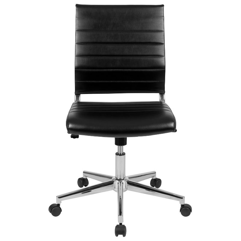 Flash Furniture Mid-Back Armless LeatherSoft Contemporary Ribbed Executive Swivel Office Chair, 4 of 15