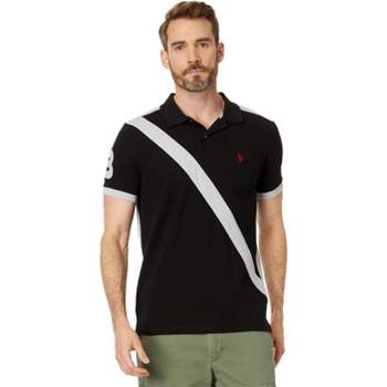 U.S. Polo Assn. Men's Slim Fit Short Sleeve Sash Front Pique Polo Shirt