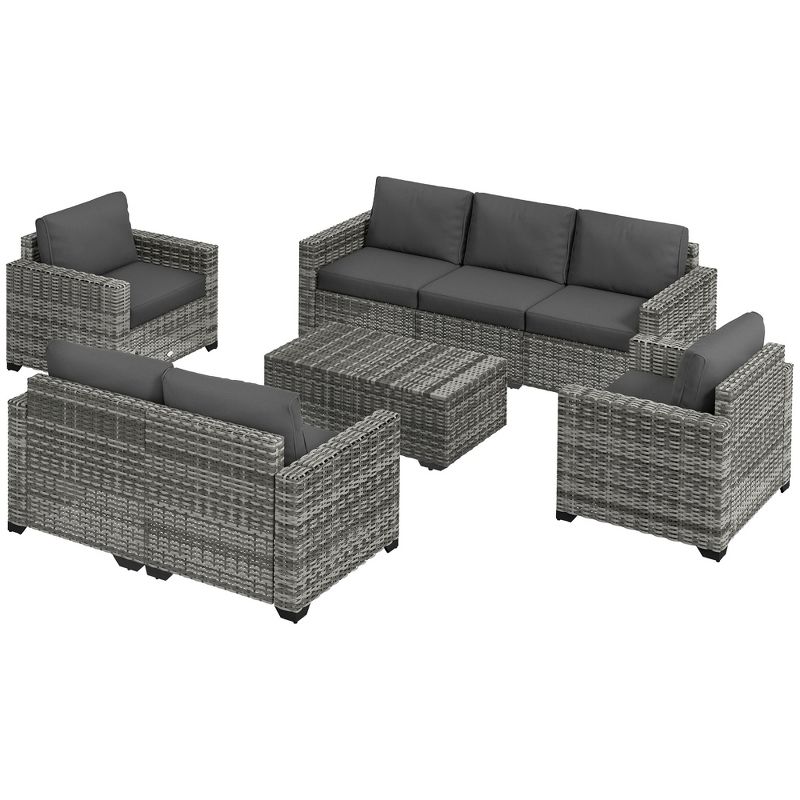 Outsunny Cushioned Patio Furniture Set, Storage Function Coffee Table, 4 of 7