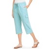 Collections Etc Striped Seersucker Drawstring Cargo Pocket Capri Pants - 2 of 4