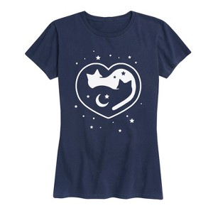 Women's - Instant Message - Celestial Heart Cats Short Sleeve Graphic T-Shirt - 1 of 4