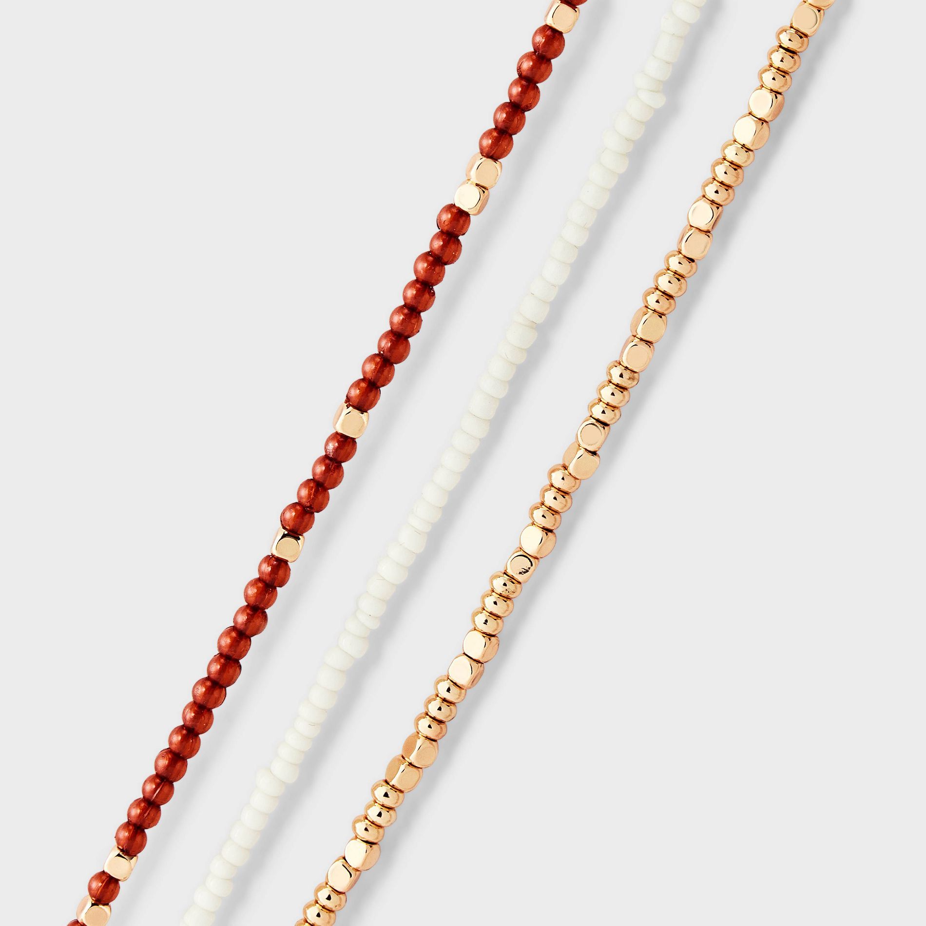 Mixed Beaded Anklet Set 3pc - Universal Thread™ Brown/White