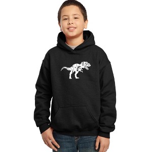 LA Pop Art Boy's Word Art Hooded Sweatshirt - TYRANNOSAURUS REX - 1 of 4