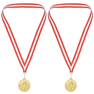 Unique Bargains Table Tennis Zinc Alloy Corrosion-Resistant Detachable Neck Strap Award Medals Gold 2 Pcs - 1 of 4