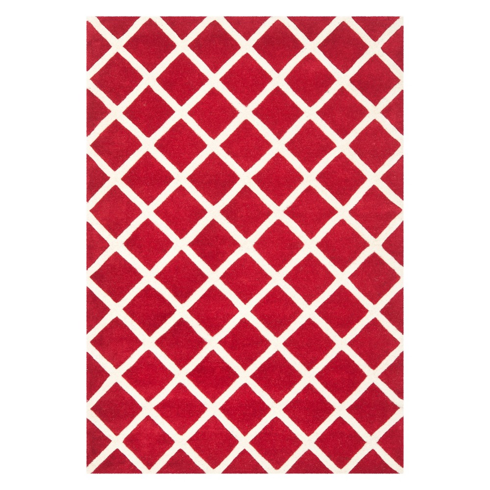 4'x6' Geometric Tufted Area Rug Red/Ivory - Safavieh