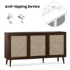 Okak Sideboard Cabinet, Buffet Cabinet with 3 Rattan Decorated Doors, Storage Cabinet for Living Room, Dining Room, Kitchen, Walnut - 3 of 4