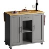 Celebalcony Rolling Kitchen Island Cart With Butcher Block Top – Portable Workstation With Storage Shelves & Locking Wheels - 3 of 4