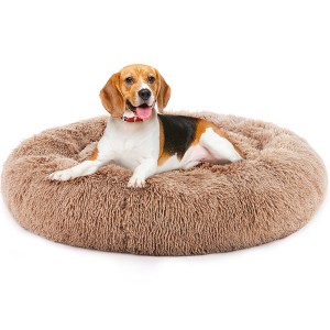 Lyngins Medium Dog Bed, Round Fluffy Plush Faux Fur Cat Bed, Non-Slip Pet Bed, Machine Washable Dog Couch Bed with Durable Design - 1 of 4