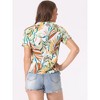 Allegra K Women's Hawaiian Floral Leaves Printed Short Sleeve Button Down Vintage Shirt - 4 of 4