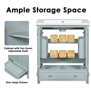 SEVOBAL Bathroom Vanities 30 Inch Bathroom Cabinet Base with Doors and Drawer for Bathroom, Gray, 29.5"*17.8"*33.8" - 1 of 4