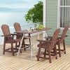 Tangkula 4 PCS Tall Adirondack Chair HDPE Outdoor Bar Stools with Armrests 4.5” Wide Footrest Patio Adirondack Barstools Balcony Chairs Brown - 2 of 4