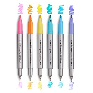 KINGART Permanent Twin-Tip Pens 6 Colors - 1 of 4