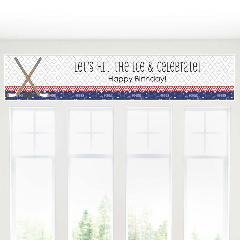 Big Dot of Happiness Shoots and Scores - Hockey - Happy Birthday Decorations Party Banner, 4 of 7