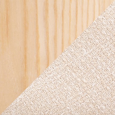 Natural Wood and Cream Faux Leather Swivel Armchair