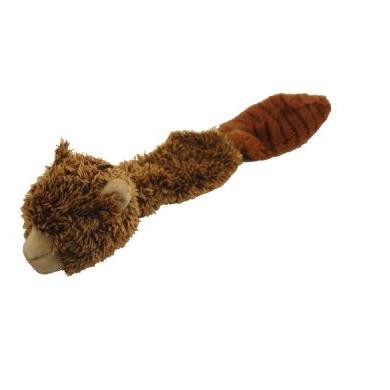 Multipet Bouncy Burrow Buddies Unstuffed Plush Squirrel Dog Toy with Rubber Ball, The Head and a Tail That Squeaks