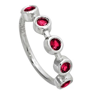 Jewelry Avalanche Bezel Set Ruby Nose Hoop, 20G 14K Gold Nose Ring, 8mm - 1 of 3