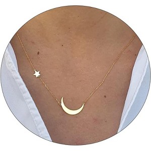 14K Gold Plated Dainty Necklace, Tiny Love Heart Star CZ Leaf Pendant Chain for Women | Everyday Minimalist Gift - 1 of 4