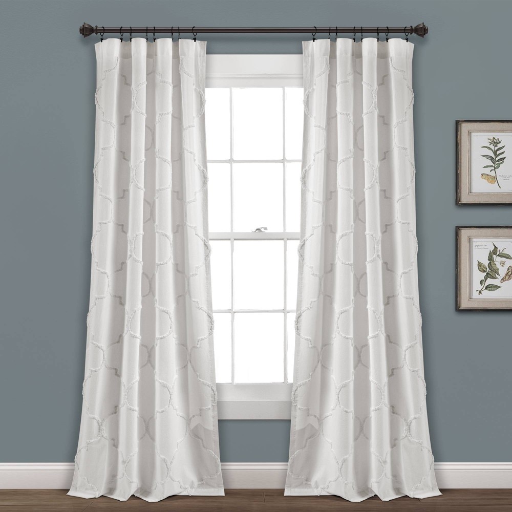 Photos - Curtains & Drapes Set of 2 40"x84" Light Filtering Avon Chenille Trellis Curtain Panel White