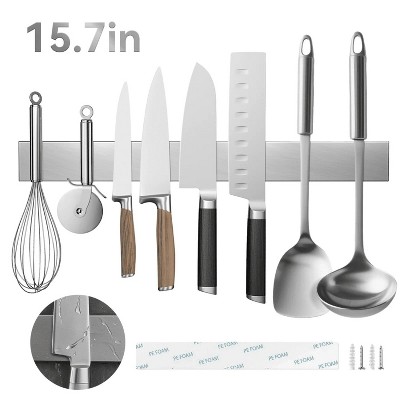 LunaLulinlk Knife Holder,15.7 Inch Magnetic Strip for Wall, Premium Stainless Steel Wall Mounted Kitchen Knives Bar