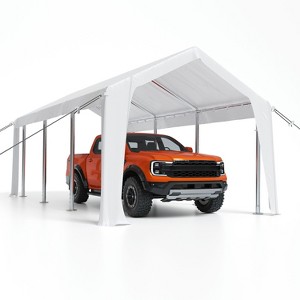 Carport Heavy Duty, 20'x13'x11'  8 Reinforced Leg Poles & 14 mil PE Canopy, Open Portable Carport for Full-Sized Pickup Truck, Boat - 1 of 4
