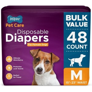Inspire Pet Care Female Incontinence Dog Diapers for Heat or Pee Disposable Dog Diapers Female All Sizes - 1 of 4