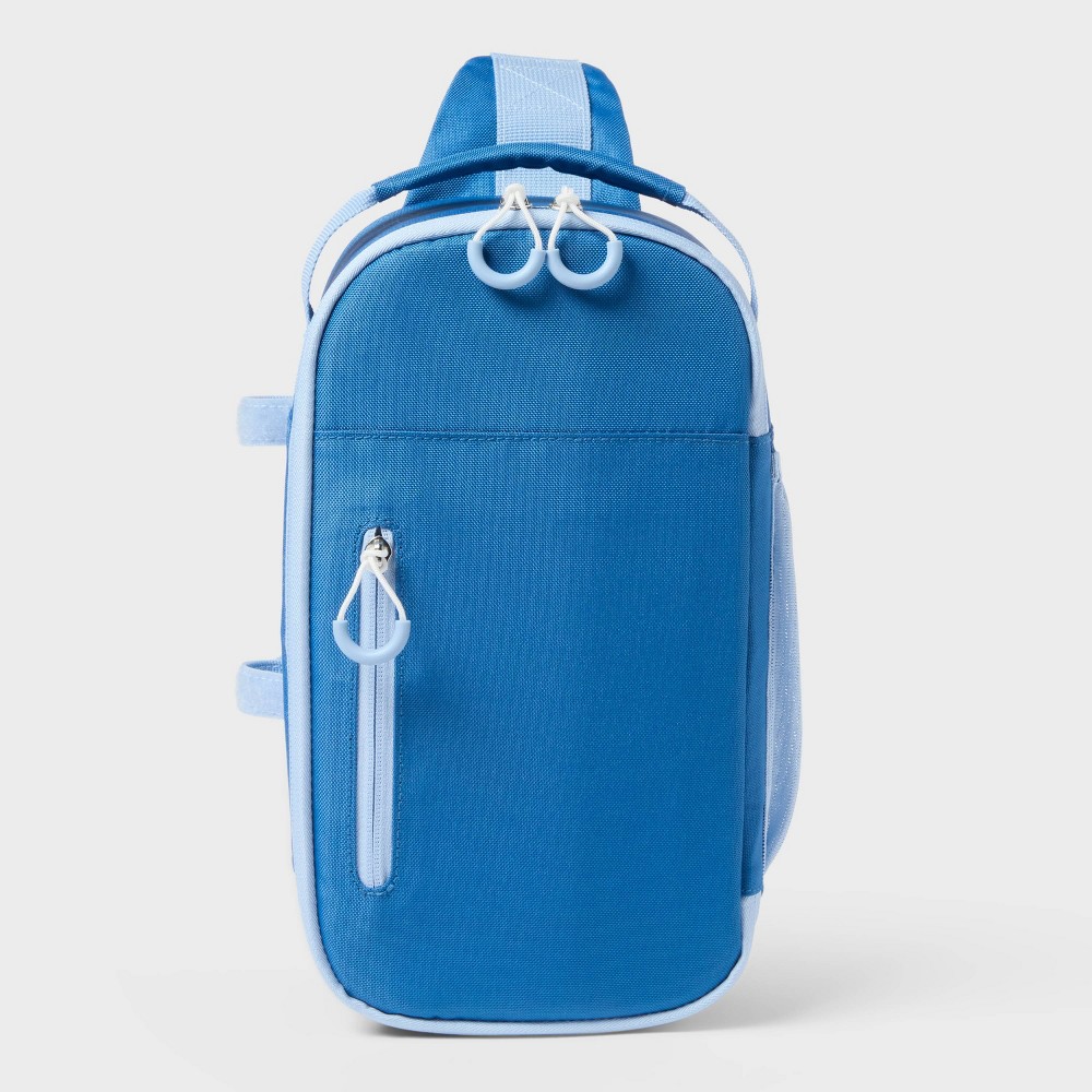 6 Cans/4.5qt Soft Sided Cooler - Sun Squad™ Blue: Zip Closure, Adjustable Straps