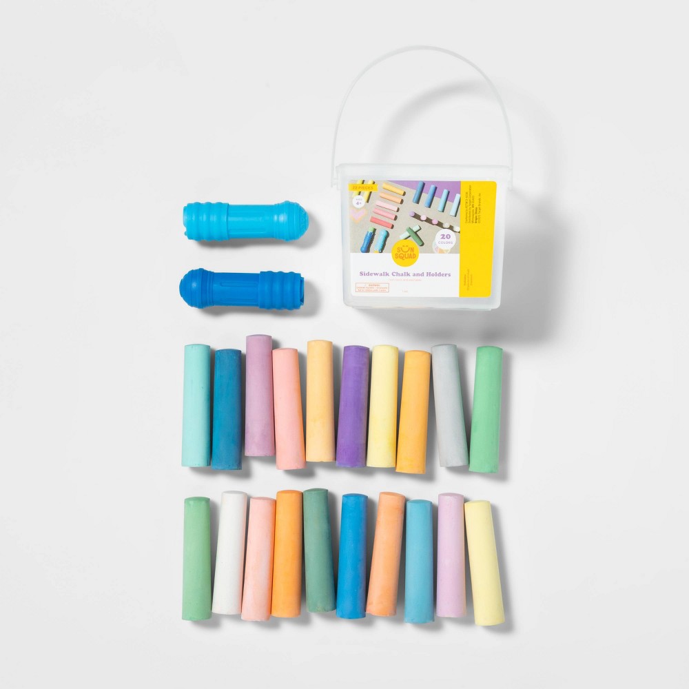 Sidewalk Chalk Bucket 20 pc with 2 Holders - Sun Squad™