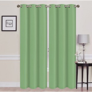 Solid Blackout Thermal Grommet Curtain Panels With Foam Backing (Set of 2) - 1 of 3