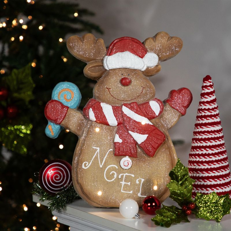 Northlight 14.25" LED Lighted Noel Gingerbread Reindeer Christmas Decoration, 2 of 6