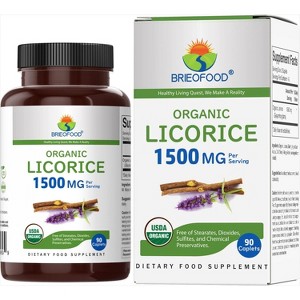 Brieofood Organic Licorice 1500mg, 45 Servings, Vegetarian, Gluten Free, 90 Vegetarian Tablets - 1 of 4