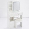 Small Size Left Drawer Desktop Vanity Table + Cushioned Stool, 2 AC+2 USB Power Station, Hair dryer bracket - 4 of 4