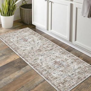 Acekool 8x10 Washable Rug – Vintage Botanical Non-Slip Carpet, Ultra-Thin Floor Mat for Living Room & Bedroom, - 1 of 4