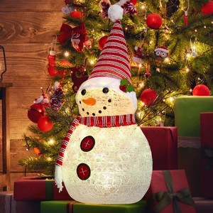 Whizmax 2Ft Christmas Snowman Decorations with Rotation Led Light, Pre-Lit Outdoor Snowman Wear Hat Scarf,Xmas Decor for Home Holiday Party - 1 of 4