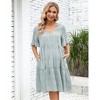 Maternity Dress Womens Casual Babydoll Dress Ruffle Short Sleeve V Neck Floral Printed Flowy Mini Short Tunic Dress - 4 of 4