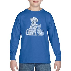 LA Pop Art Boy's Word Art Long Sleeve - Dogs and Cats - 1 of 4