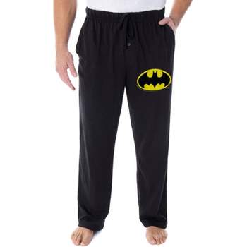 DC Comics Men's Batman Pajama Pants Bat Symbol Loungewear Sleep Pants Black