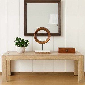 Royal Hampton Decorative Tabletop Sculpture | Brown Mango Wood Ring Design | Black Iron Stem and Marble Base - 1 of 4